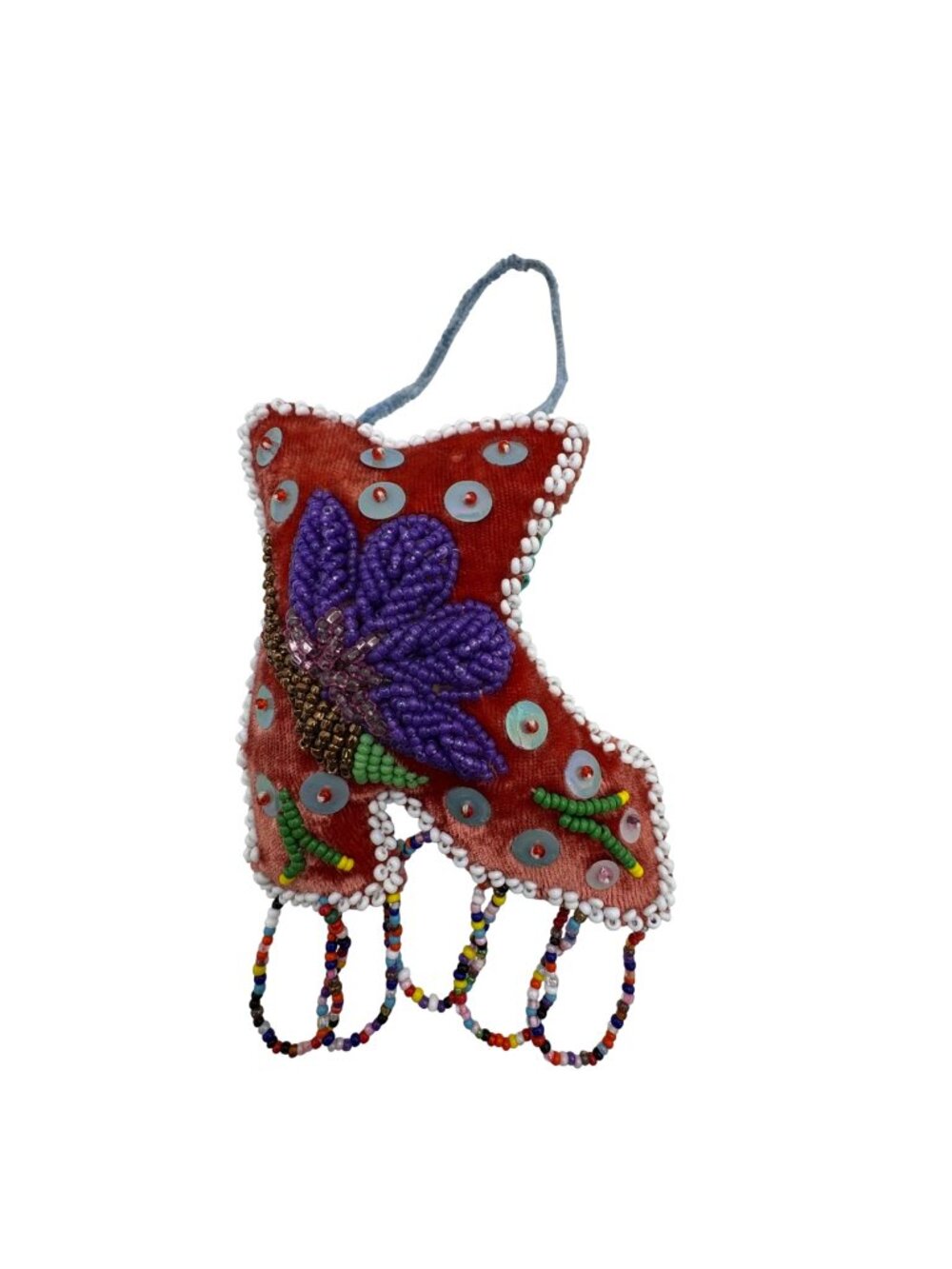 Iroquois Folk Art Beaded Whimsy Native American Beadwork Boot Shoe Pin Cushion